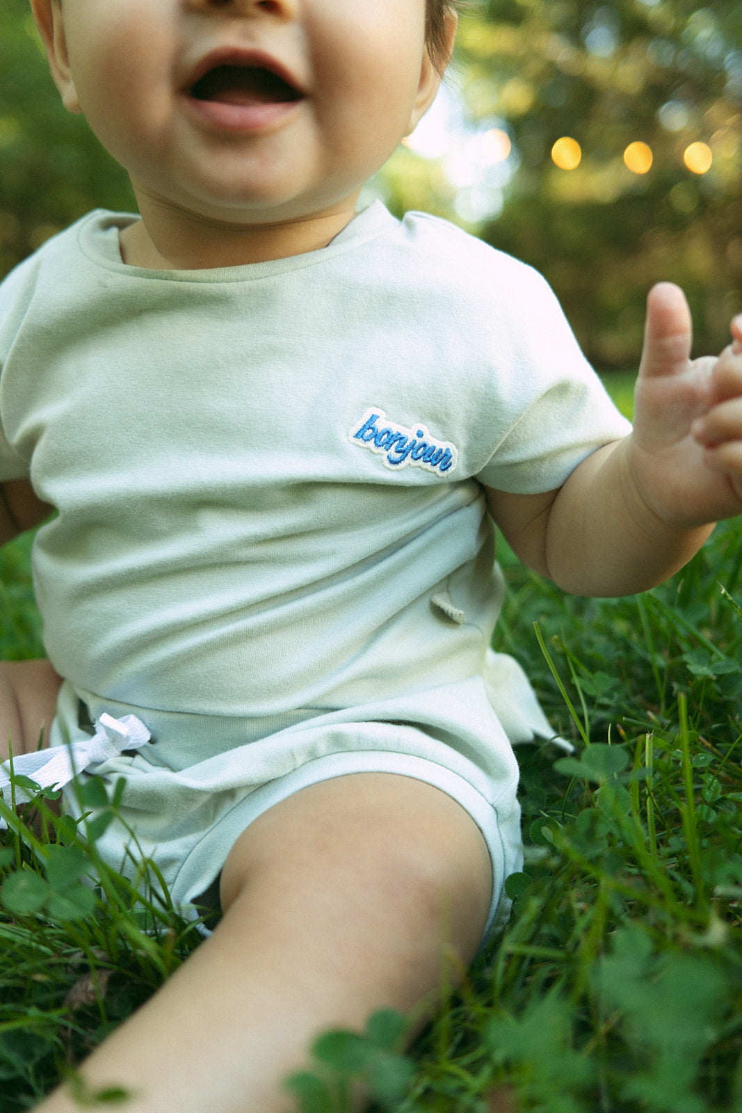 Mila Cotton Short Set Mint With Graphic Tee And Drawstring Bottoms by Crew Kids NY at Everetts Place