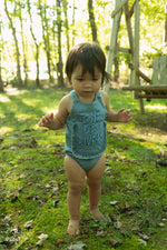 Joie Baby Overall Bubble Romper With Ruffle Pocket Blue by Crew Kids NY at Everetts Place