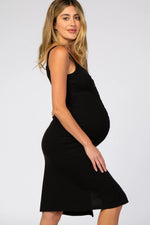 PinkBlush Comfortable Maternity Midi Dress with Snap Buttons for Modern Moms - Apparel & Accessories > Clothing > Maternity Clothing > Maternity Dresses Apparel & Accessories > Clothing > Dresses