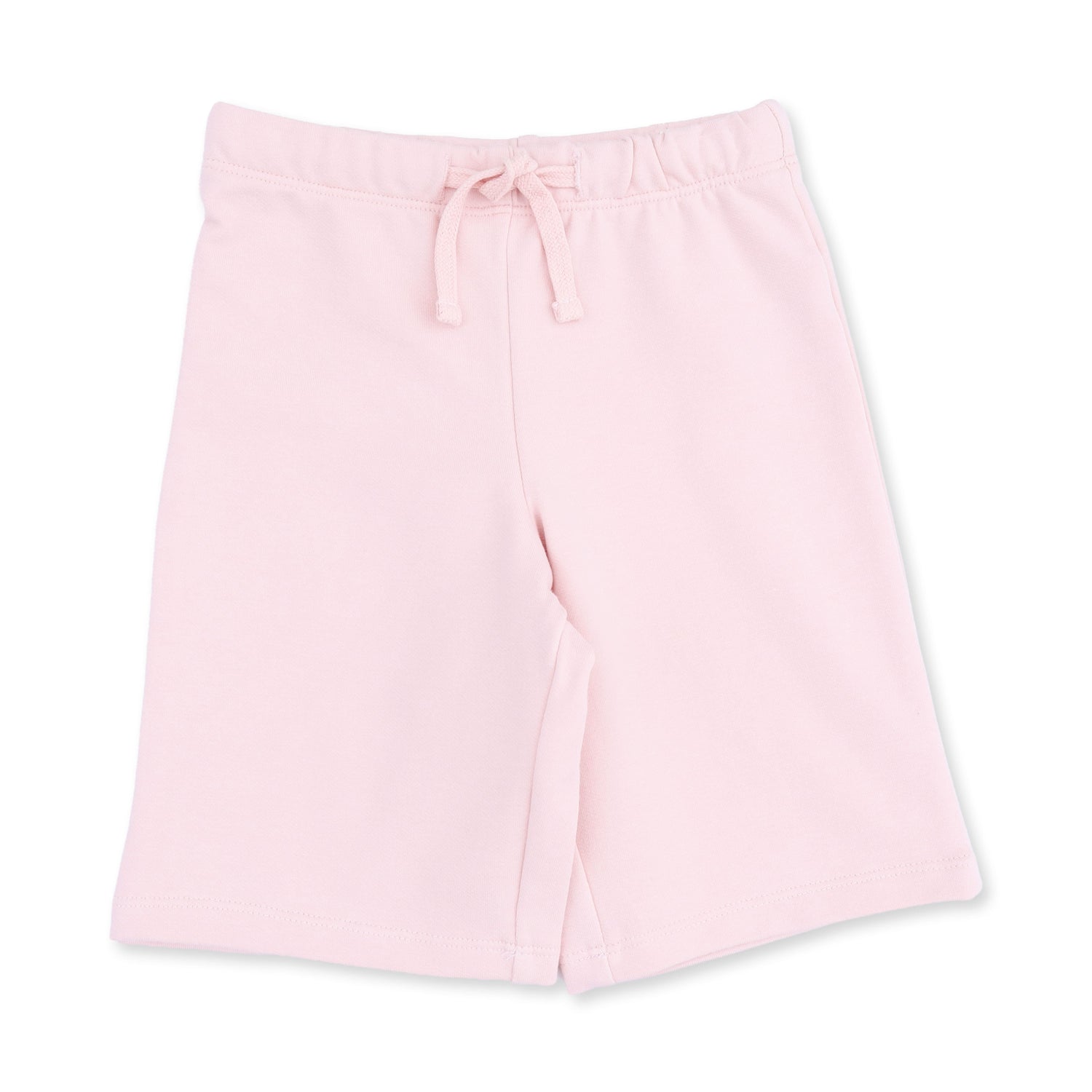 Wide leg pull-on pants in solid veiled pink with a drawstring waist and relaxed fit.