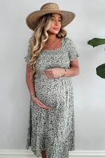 Light Blue Floral Ruffle Maternity Midi Dress by PinkBlush at Everetts Place