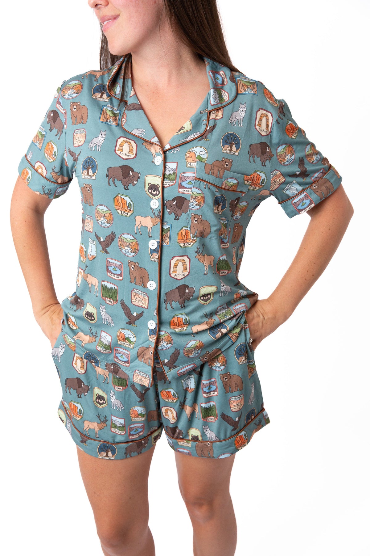 Women’s My First National Parks Adventure 2-Piece Shorts Pajama Set by Rayn’s Tiny Stitches