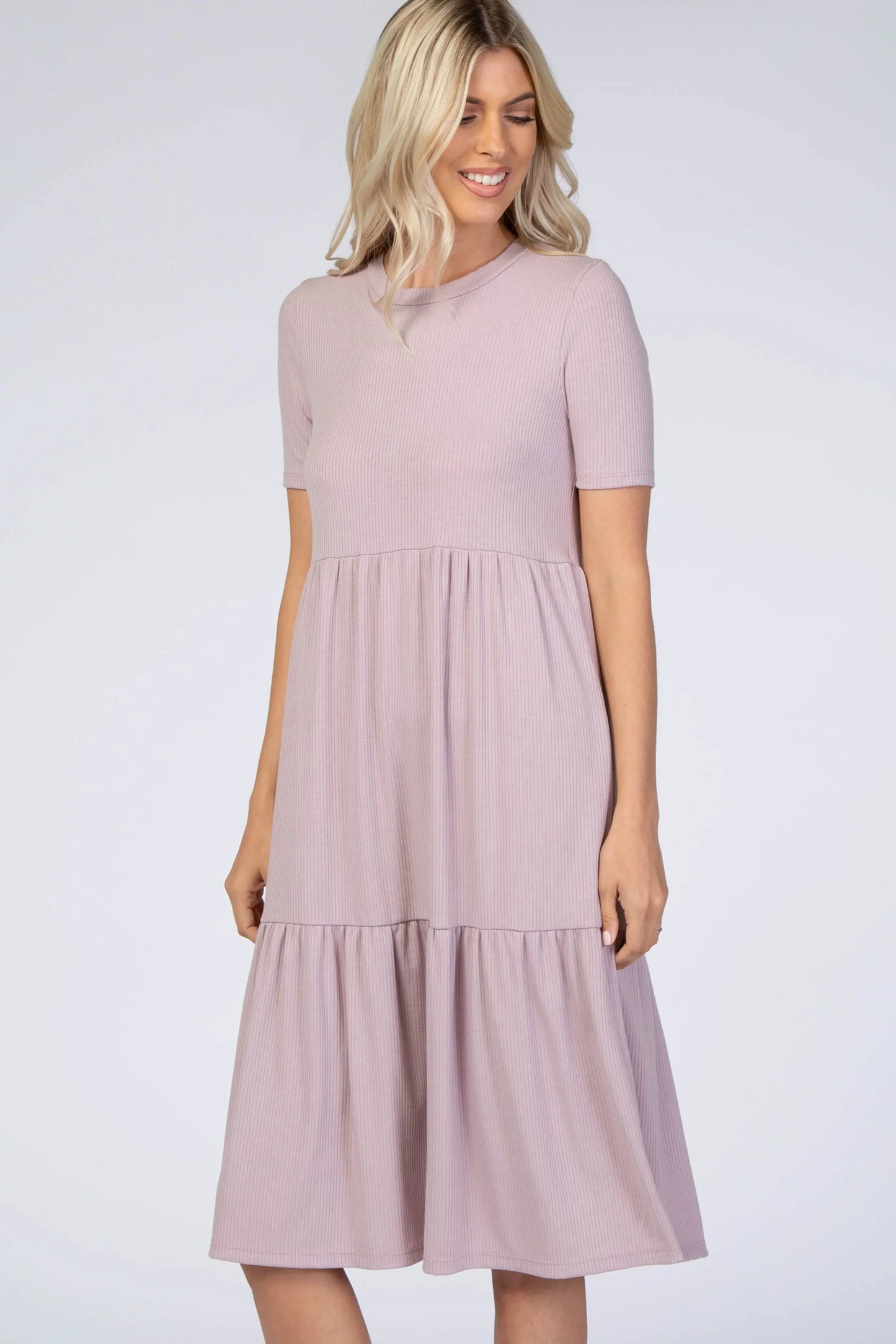 PinkBlush Lavender Tiered Dress with Scoop Neckline for Casual Summer Style - Apparel & Accessories > Clothing > Dresses