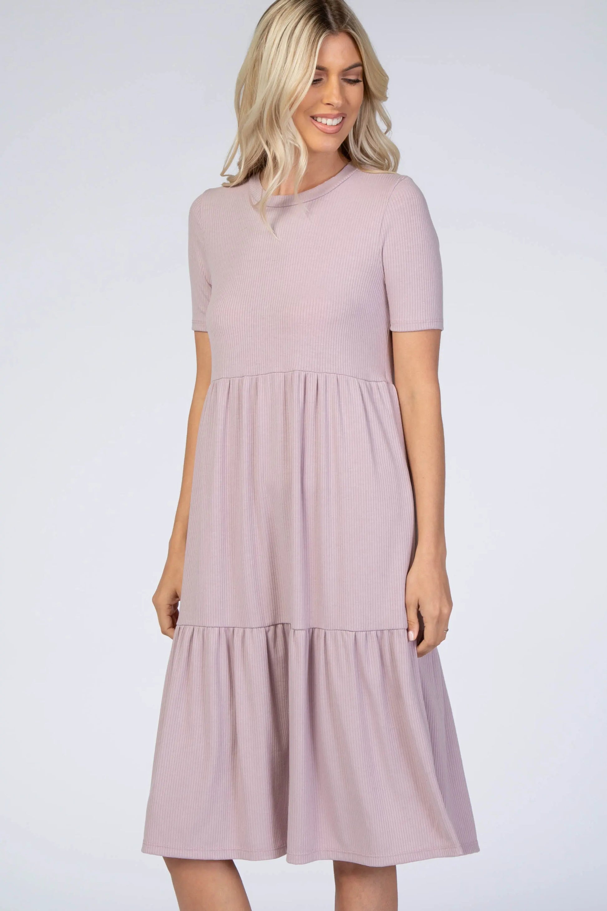 PinkBlush Lavender Tiered Dress with Scoop Neckline for Casual Summer Style - Apparel & Accessories > Clothing > Dresses