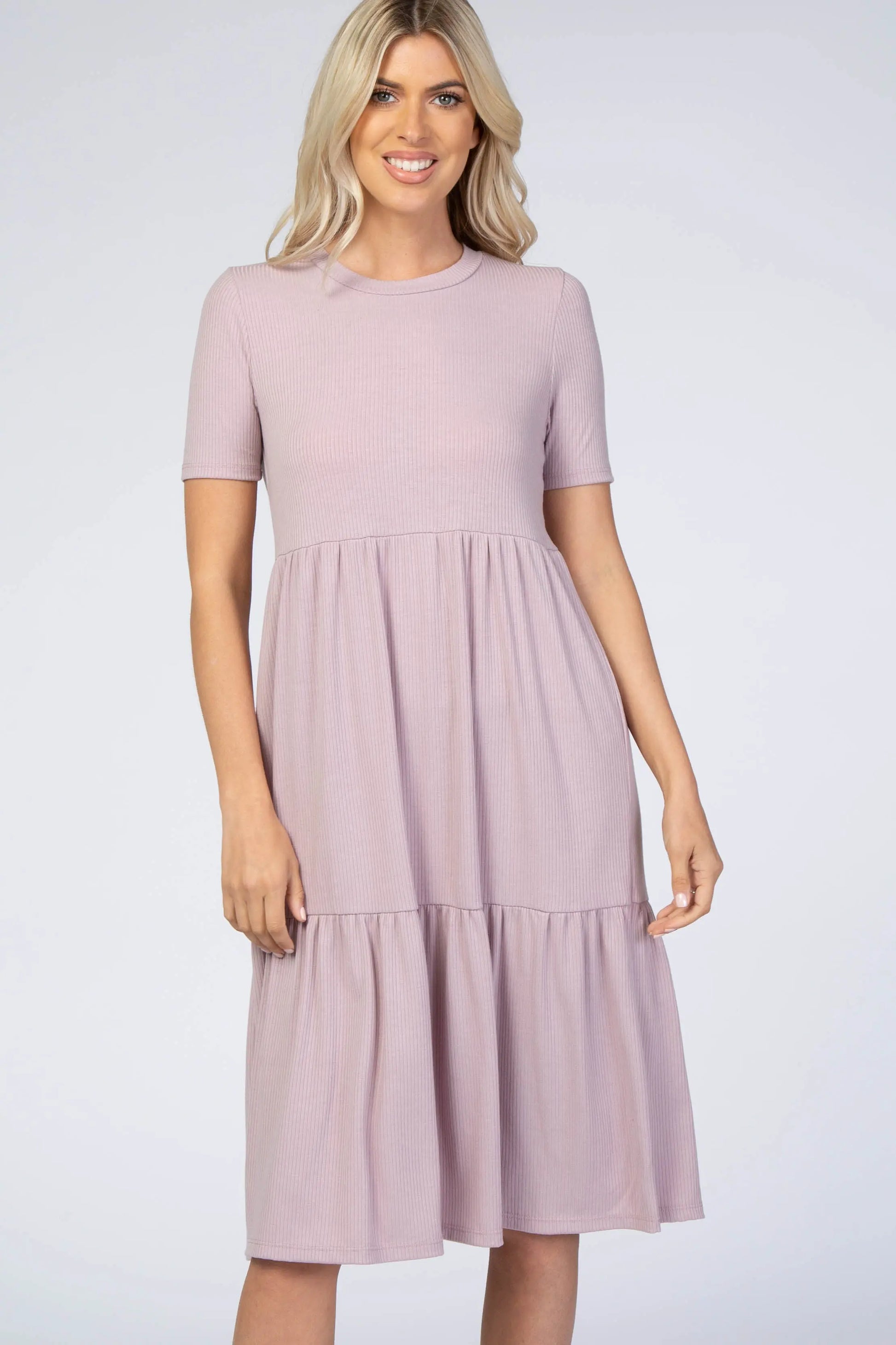 PinkBlush Lavender Tiered Dress with Scoop Neckline for Casual Summer Style - Apparel & Accessories > Clothing > Dresses