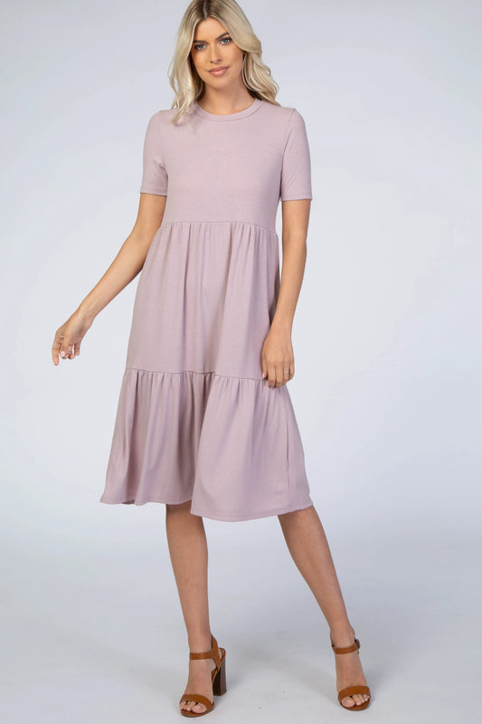 PinkBlush Lavender Tiered Dress with Scoop Neckline for Casual Summer Style - Apparel & Accessories > Clothing > Dresses