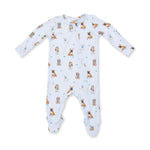 Viscose Bamboo 2-Way Zipper Footie - Bestie Dogs Blue by Angel Dear (view 2 of 4)