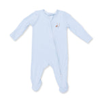 Football Blue Micro Stripe - 2 Way Zipper Footie by Angel Dear (view 2 of 5)