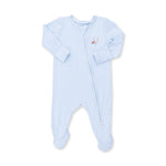 Football Blue Micro Stripe - 2 Way Zipper Footie by Angel Dear (view 3 of 5)