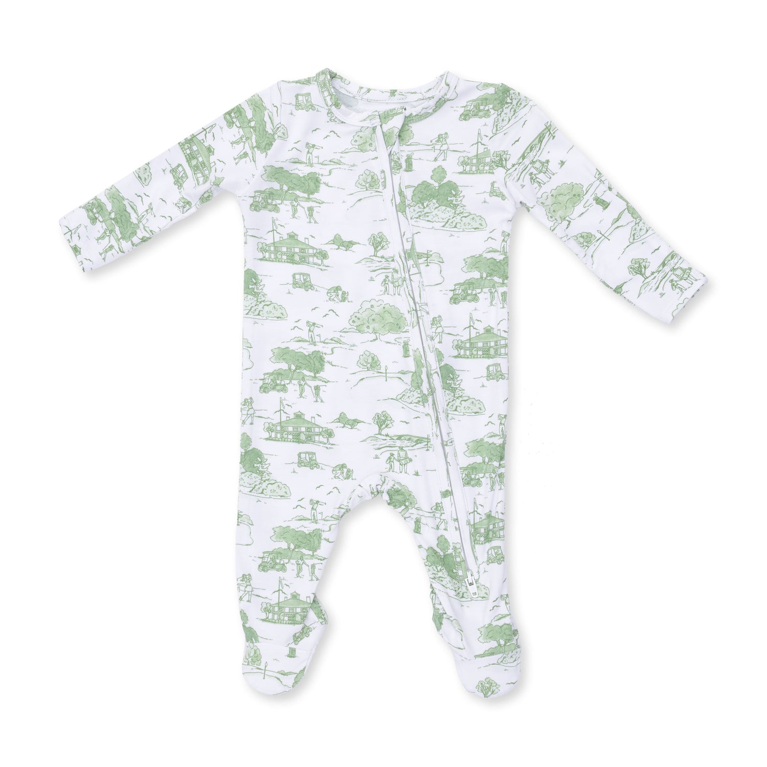 Golf Toile Green - 2 Way Zipper Footie