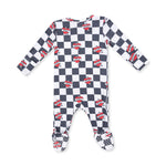 Heart Tattoo Check Black - 2 Way Zipper Footie by Angel Dear