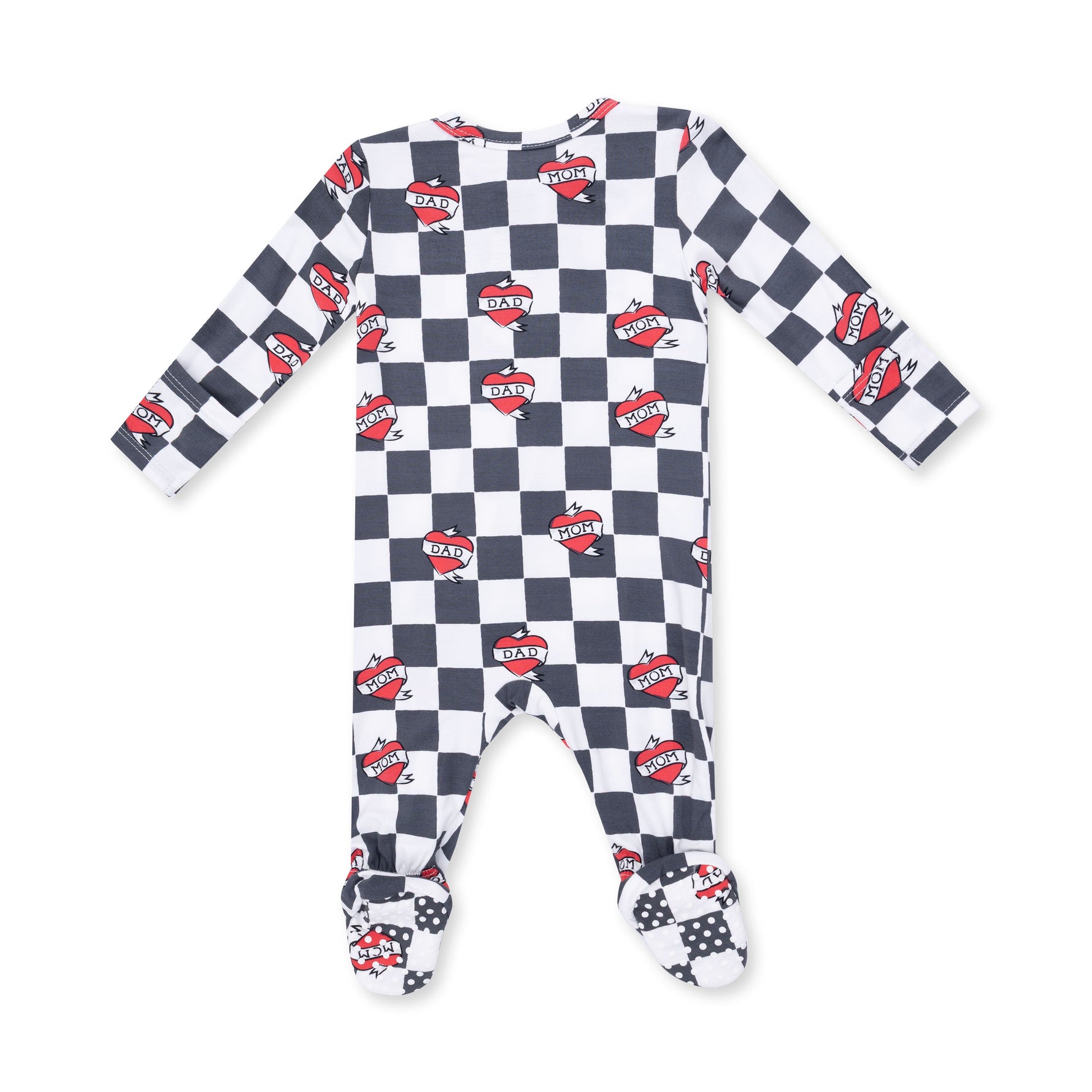 Heart Tattoo Check Black - 2 Way Zipper Footie by Angel Dear