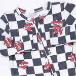 Heart Tattoo Check Black - 2 Way Zipper Footie by Angel Dear