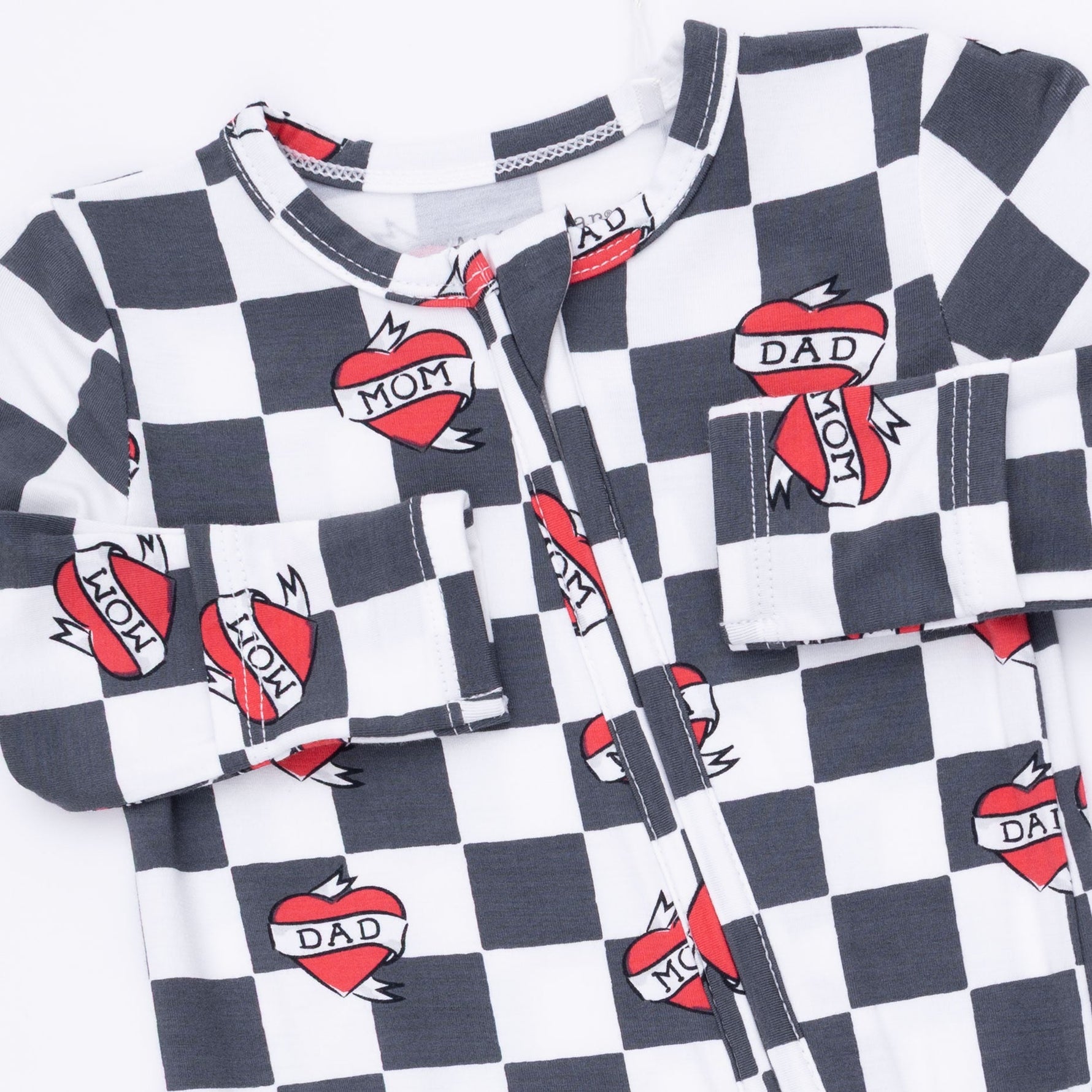 Heart Tattoo Check Black - 2 Way Zipper Footie by Angel Dear