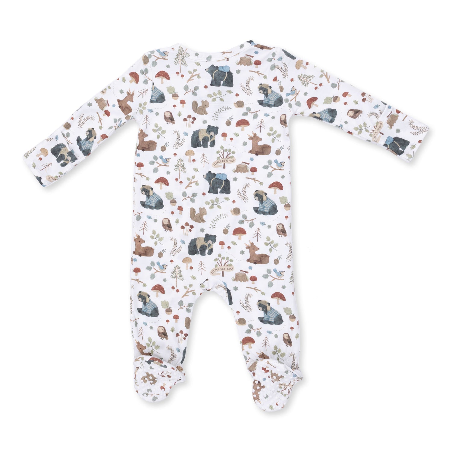 Southern Woodland Animals Green - 2 Way Zipper Footie by Angel Dear (view 2 of 3)