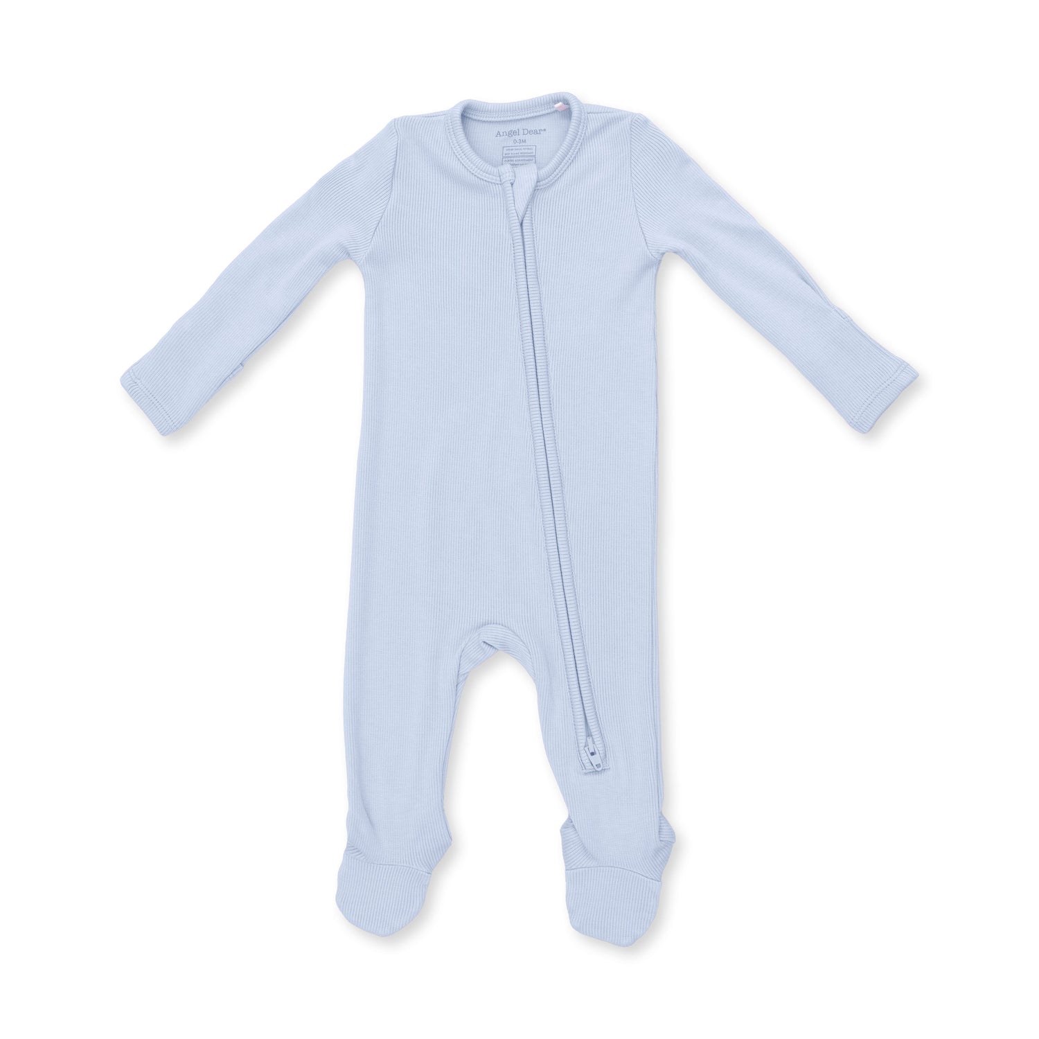 Solid Sheer Blue Rib - 2 Way Zipper Footie by Angel Dear (view 2 of 4)