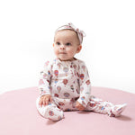 Baby footie pajamas with hot air balloon print, two-way zipper front, fold-over cuffs and footed grippers