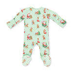 Vintage Reindeer & Santa Uni - 2 Way Zipper Footie by Angel Dear