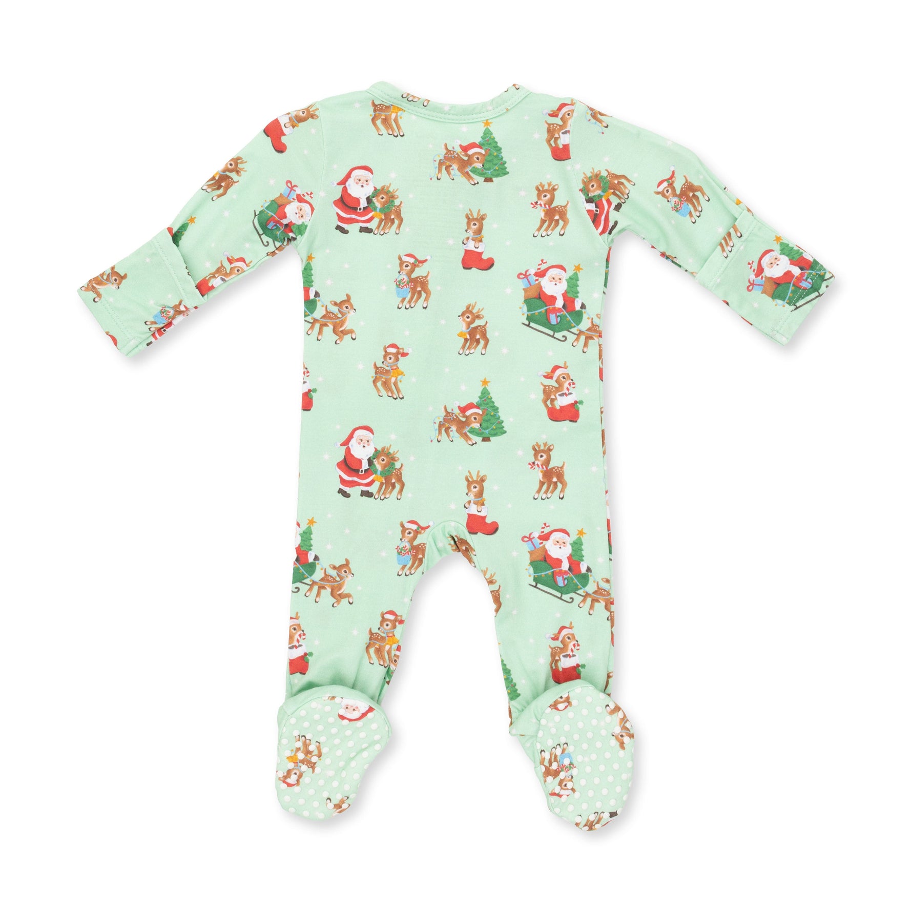 Vintage Reindeer & Santa Uni - 2 Way Zipper Footie by Angel Dear