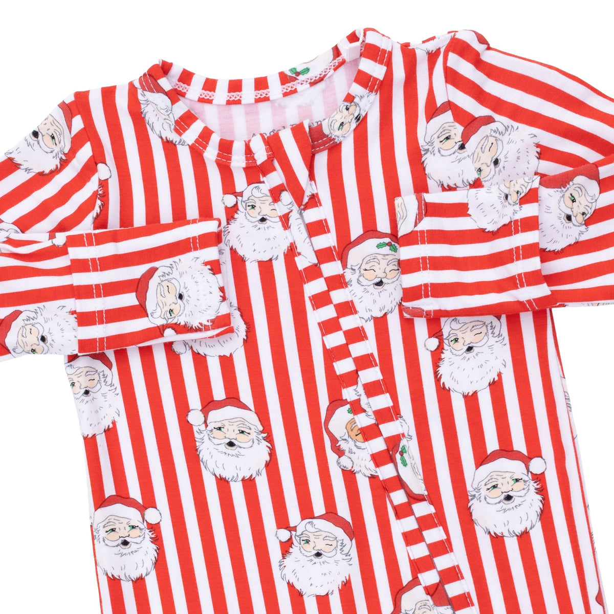 Vintage Santa Stripe - 2 Way Zipper Footie by Angel Dear