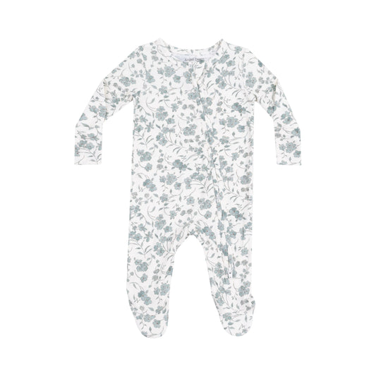 2 Way Zipper Footie Baby's Breathe Floral.