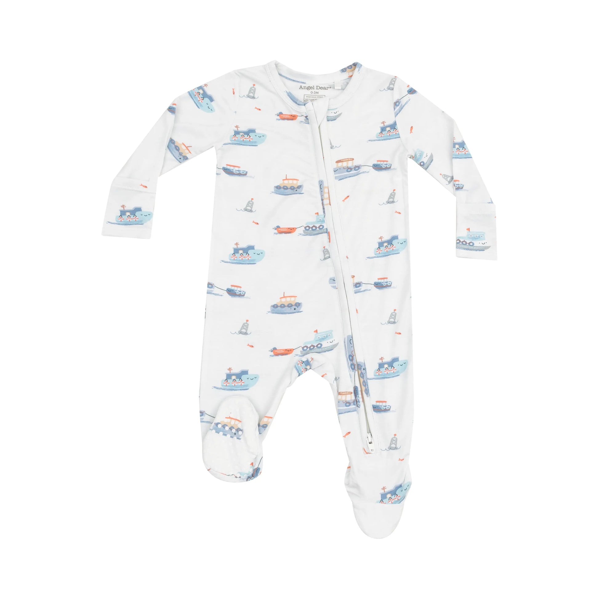 2 Way Zipper Footie Bubbly Tugboats Angel Dear Collection.