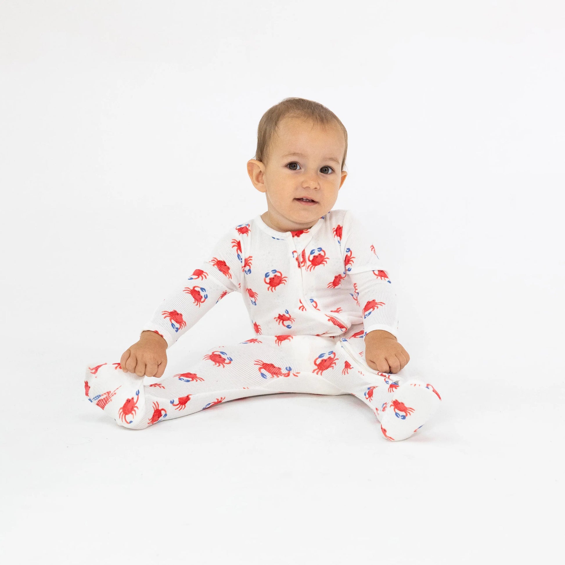 2 Way Zipper Footie Crabby Cuties for Babies.