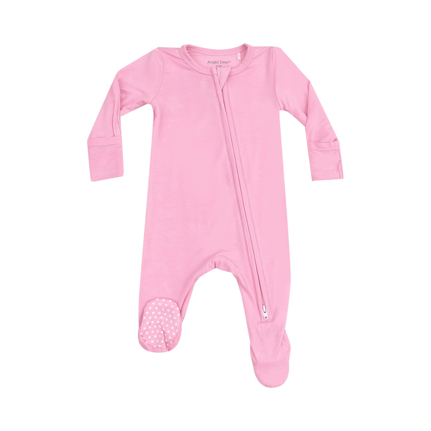 2 Way Zipper Footie Solid Begonia Pink for Babies.