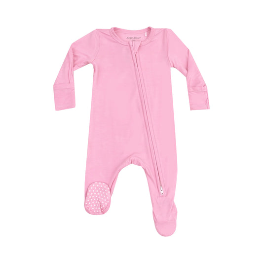 2 Way Zipper Footie Solid Begonia Pink for Babies.