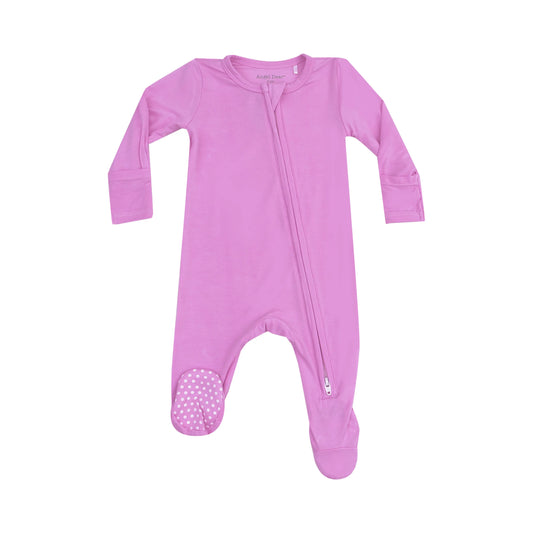 2 Way Zipper Footie Solid Cyclamen Eco Friendly Bamboo Fabric.