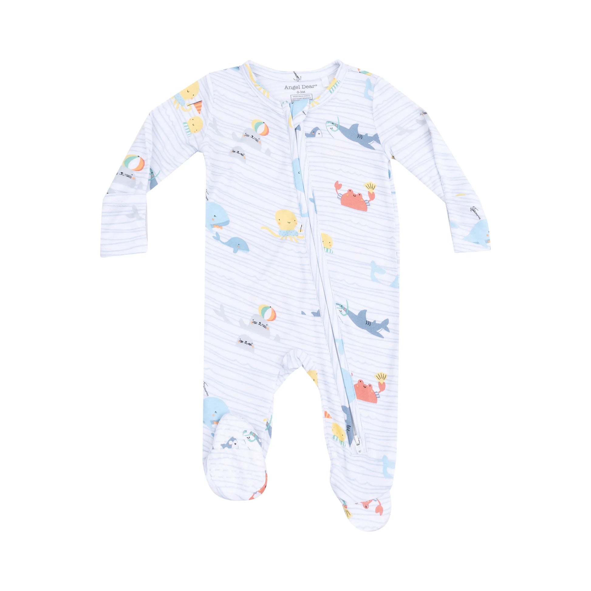 2 Way Zipper Footie Sea Stripes Baby Pajamas Super Soft Bamboo.