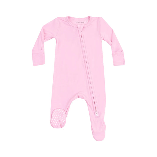 2 Way Zipper Footie Solid Nosegay Pink.