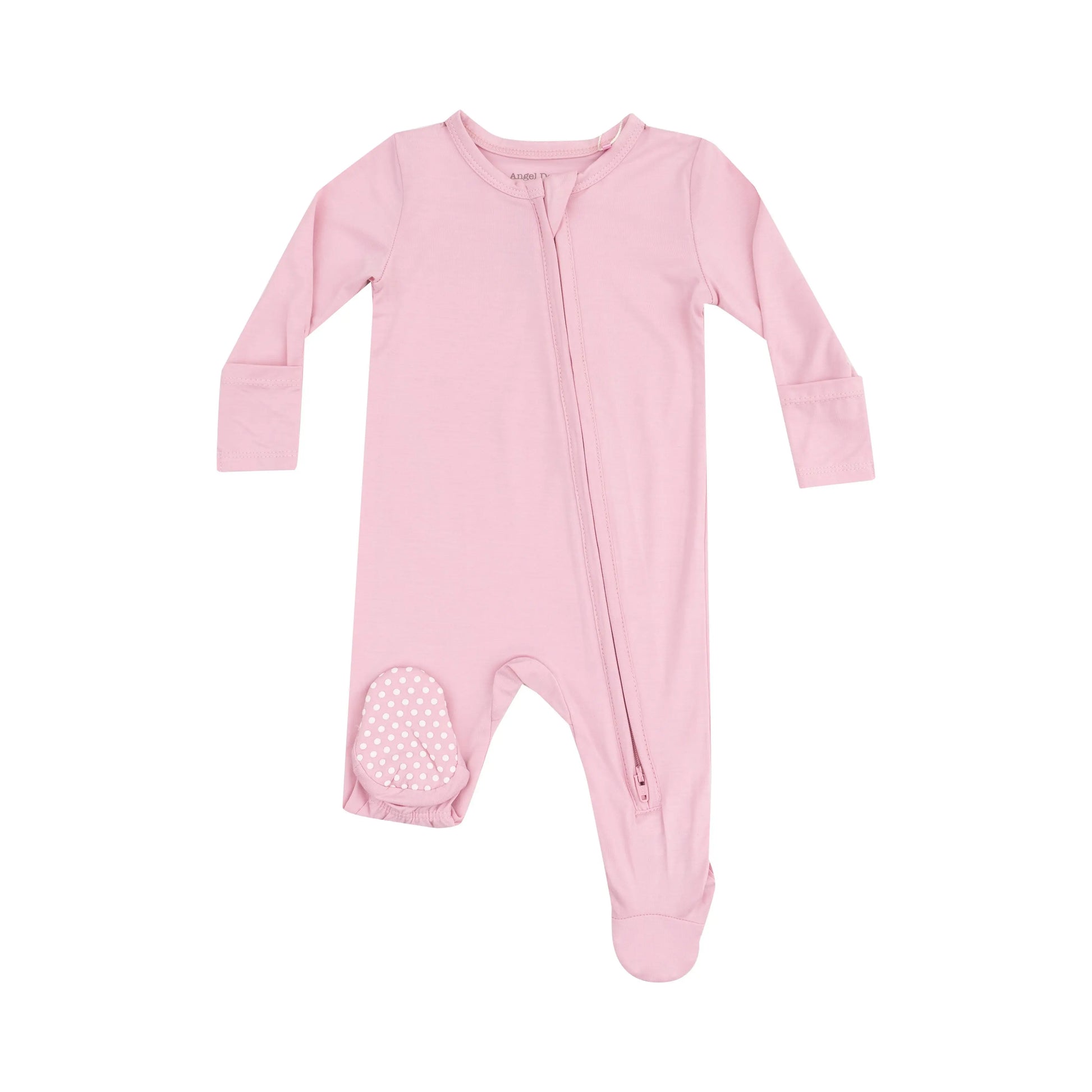 2 Way Zipper Footie Solid Cameo Pink.