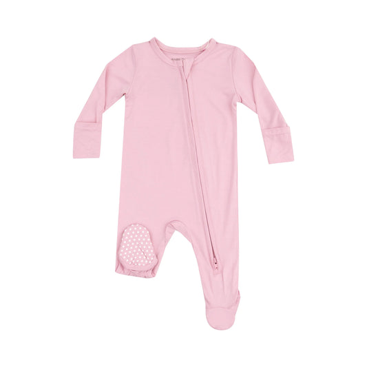 2 Way Zipper Footie Solid Cameo Pink.