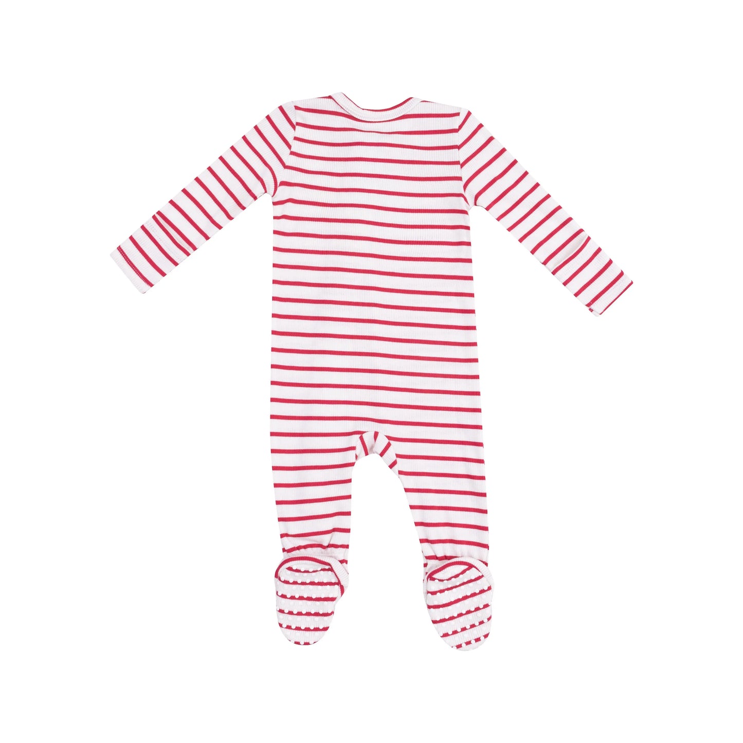 2 Way Zipper Footie Stripe Vintage Red.