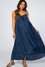 PinkBlush PinkBlush Navy Blue Ruffle Tier Hi Low Maternity Dress for Expecting Mothers - Apparel & Accessories > Clothing > Maternity Clothing > Maternity Dresses Apparel & Accessories > Clothing > Dresses