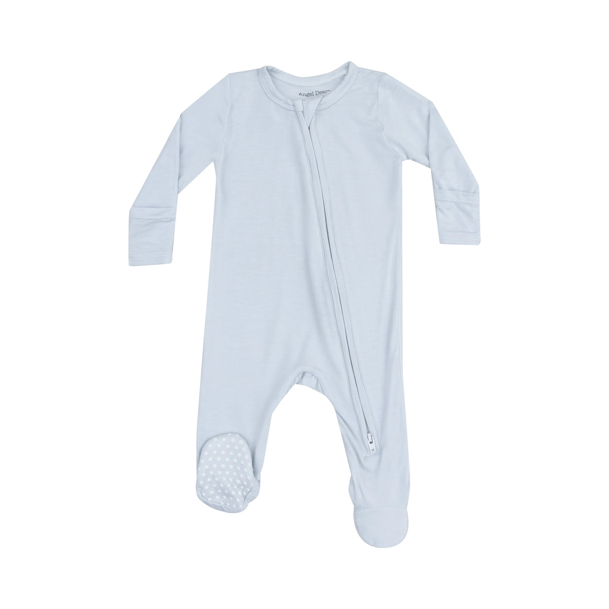 Angel Wing Footie Solid Classic Blue 2-Way Zipper Baby Pajamas.