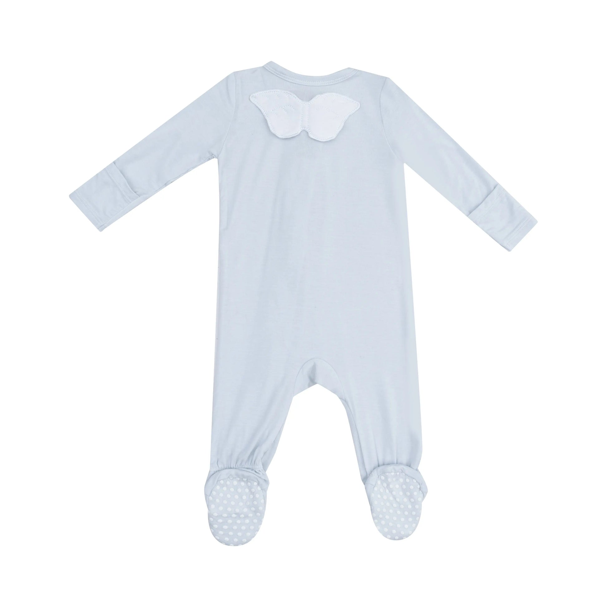 Angel Wing Footie Solid Classic Blue 2-Way Zipper Baby Pajamas.