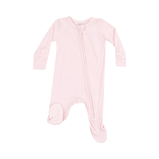 Angel Wing Footie Solid Classic Pink 2-Way Zipper Baby Sleepwear.