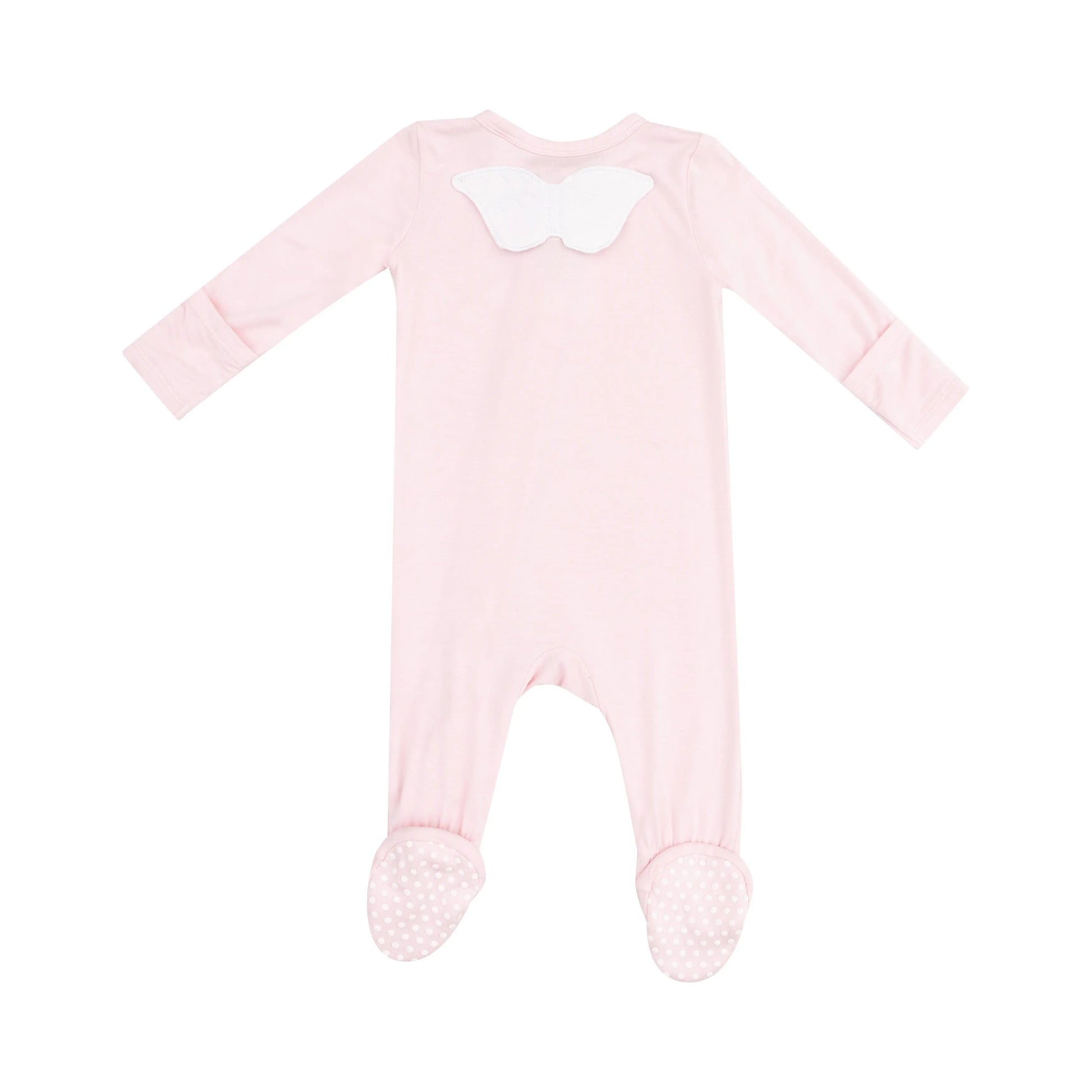 Angel Wing Footie Solid Classic Pink 2-Way Zipper Baby Sleepwear.