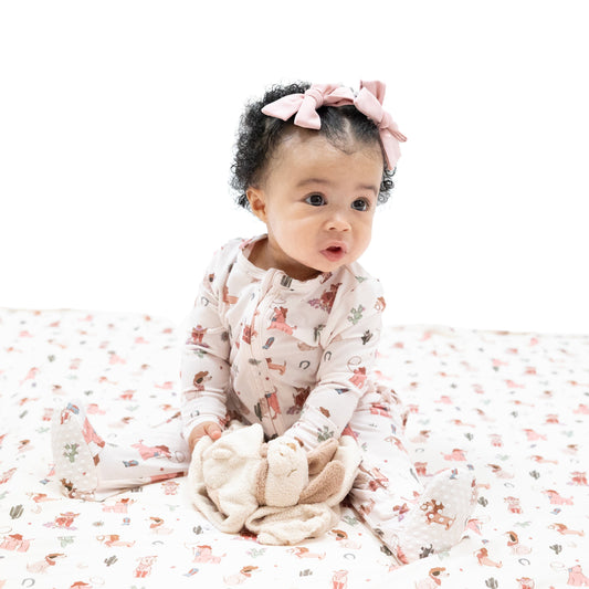 Angel Dear 2 Way Zipper Ruffle Back Footie Baby Sleepwear