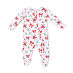 Bows & Candy Canes - 2 Way Ruffle Back Zipper Footie by Angel Dear