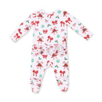 Bows & Candy Canes - 2 Way Ruffle Back Zipper Footie by Angel Dear
