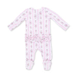 Bella Rose Stripe - 2 Way Ruffle Back Zipper Footie by Angel Dear