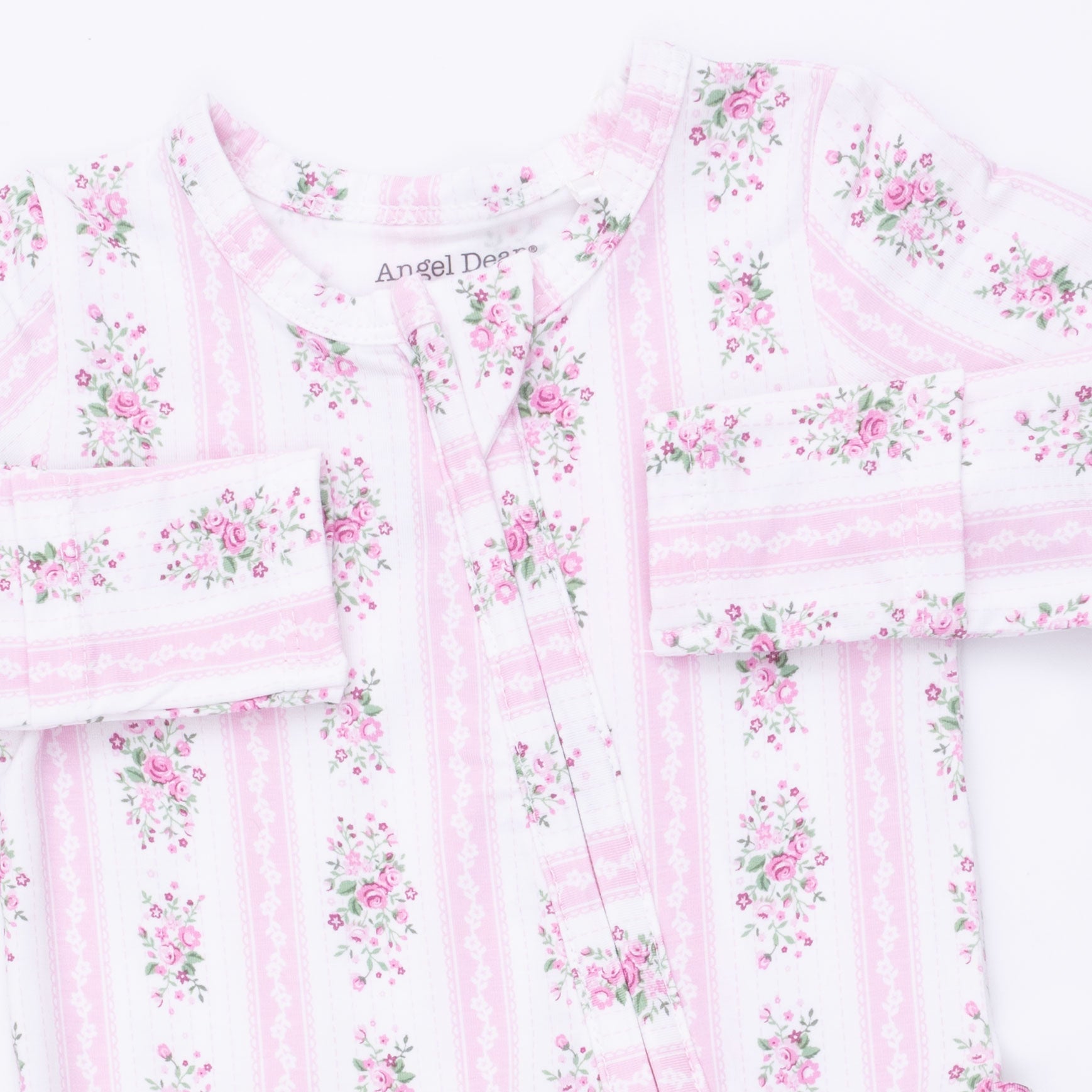 Bella Rose Stripe - 2 Way Ruffle Back Zipper Footie by Angel Dear