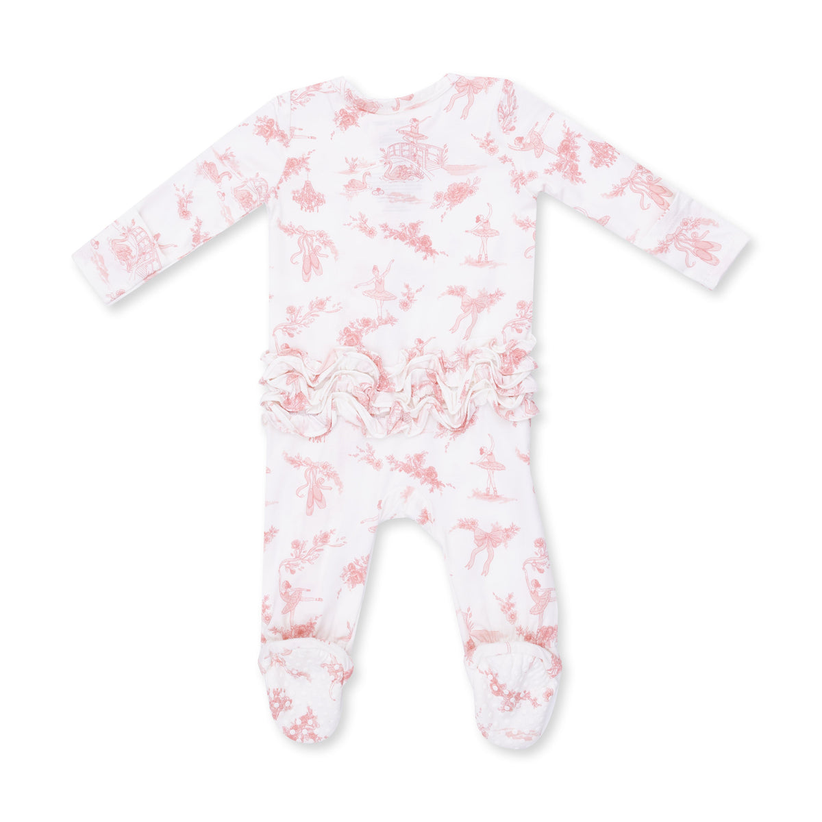 Ballet Toile - 2 Way Ruffle Back Zipper Footie by Angel Dear