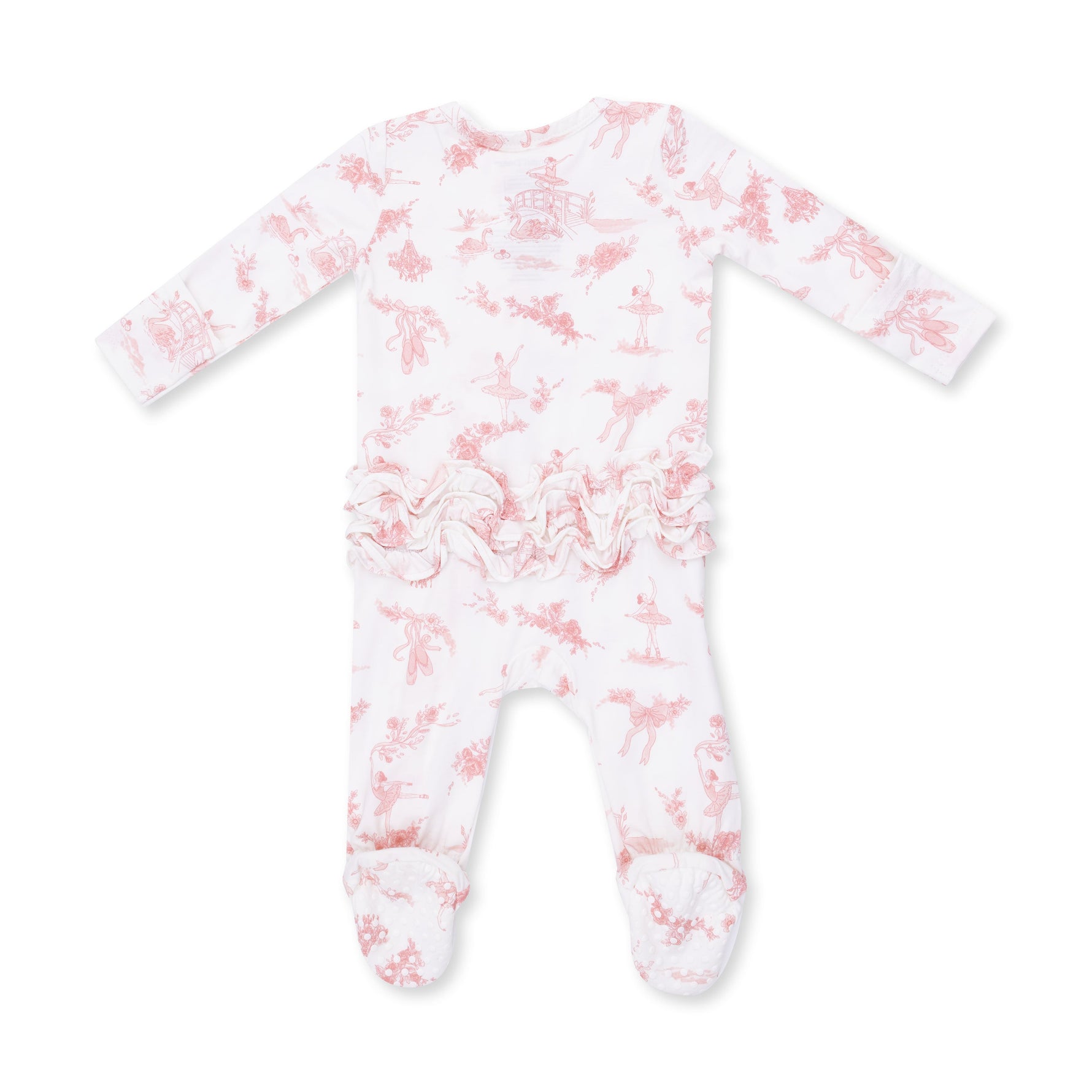 Ballet Toile - 2 Way Ruffle Back Zipper Footie by Angel Dear