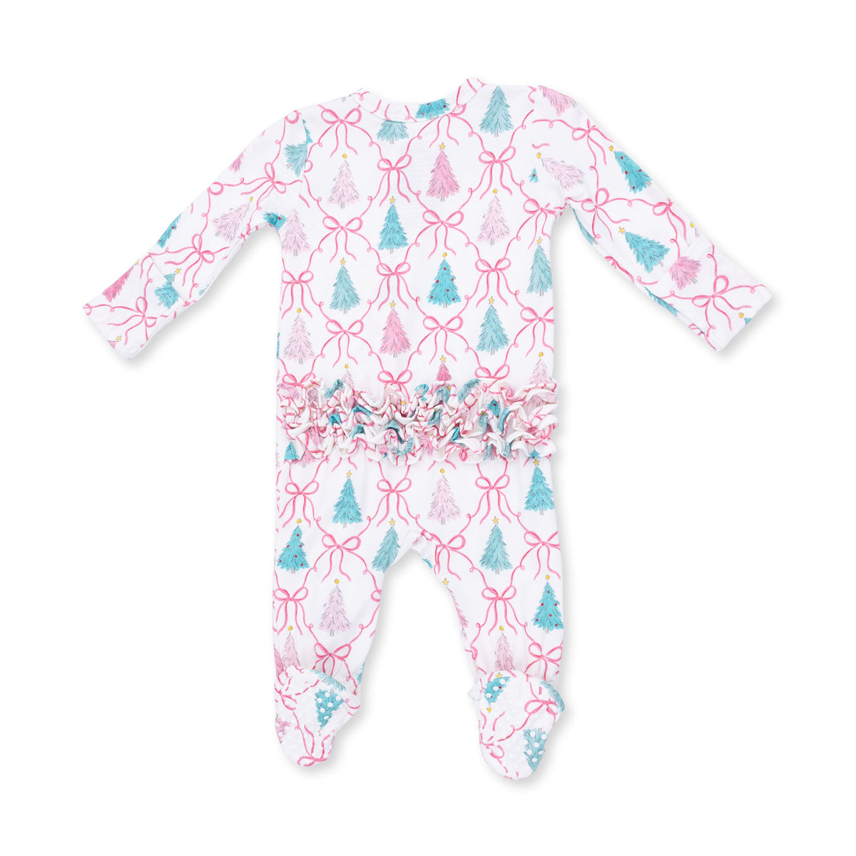 Bow Trellis Tree - 2 Way Ruffle Back Zipper Footie by Angel Dear