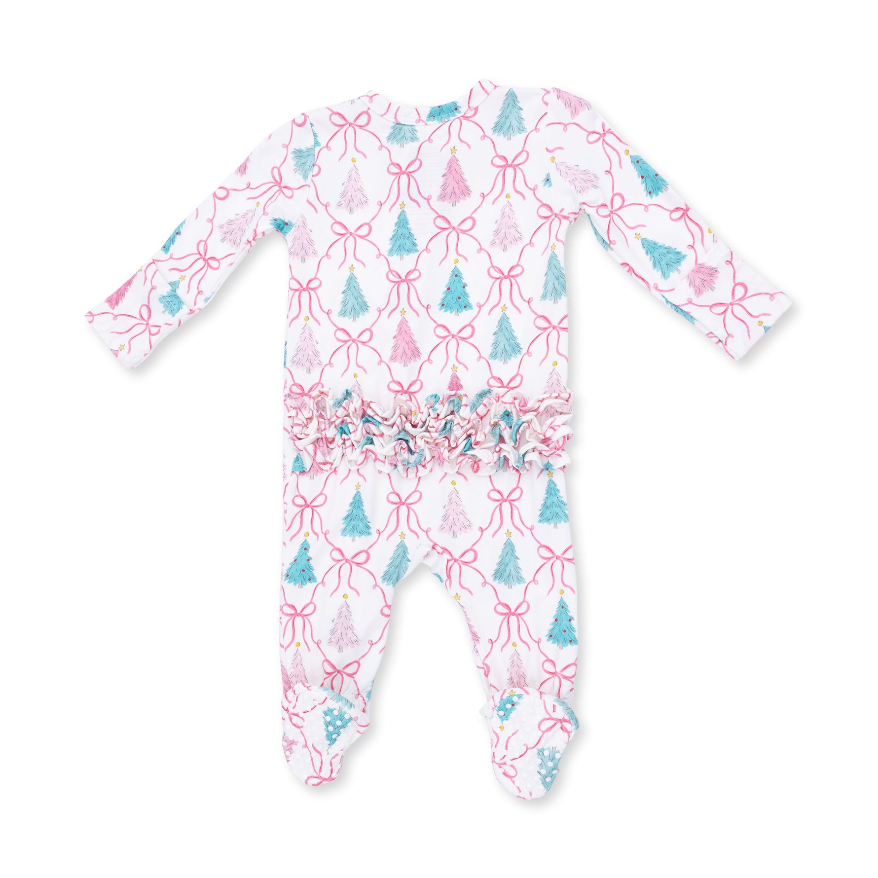 Bow Trellis Tree - 2 Way Ruffle Back Zipper Footie by Angel Dear
