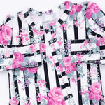 Cabbage Rose Stripe - 2 Way Ruffle Back Zipper Footie by Angel Dear